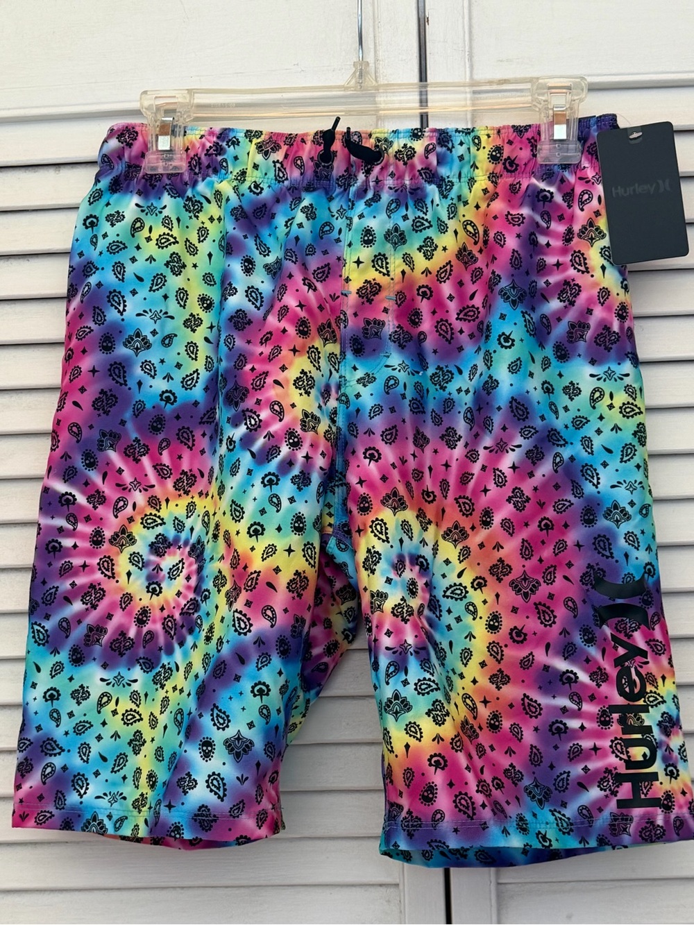 Hurley MultiTie-Dye Paisley Velcro pocket and drawstring board swim shorts
